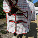 Big horse wearing Love My Horse Clydesdale Poly Cotton Combo with red trim showing generous chest fit