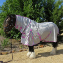 Big horse wearing Love My Horse silver mesh combo with pink trim