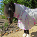 Big horse wearing Love My Horse silver mesh combo with pink trim