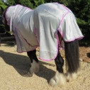 Big horse wearing Love My Horse silver mesh combo with pink trim