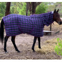 Purple / Green check stable combo horse rug